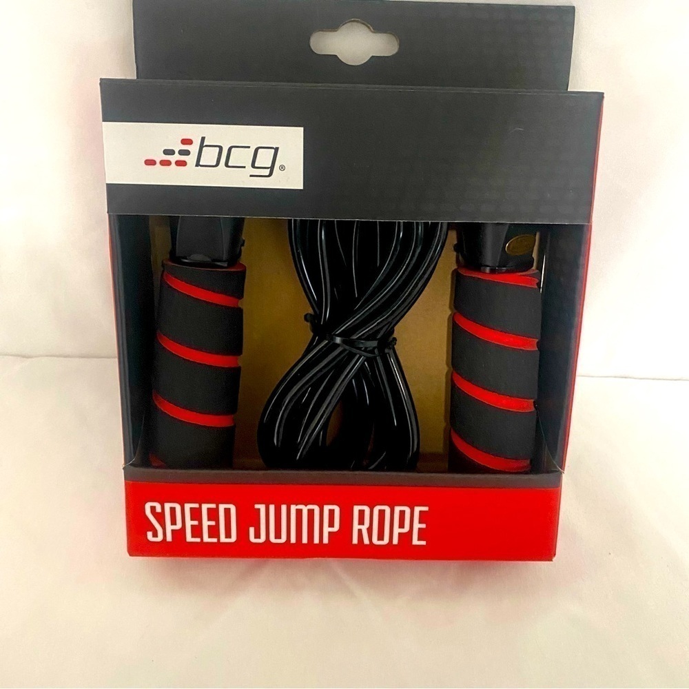 BCG Speed Jump Rope 9ft Smooth Swing,Padded Handles,Adjustable For Height Unisex